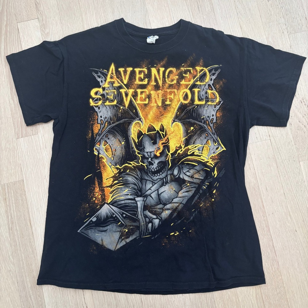 Avenged Sevenfold Shirt Mens Medium Black Used Shepherd of Fire Tour 2014 Tee